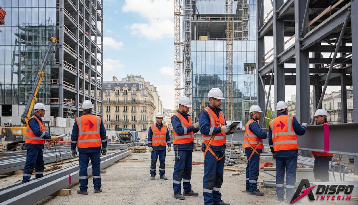 Travailleurs roumains sur un chantier de construction en France.