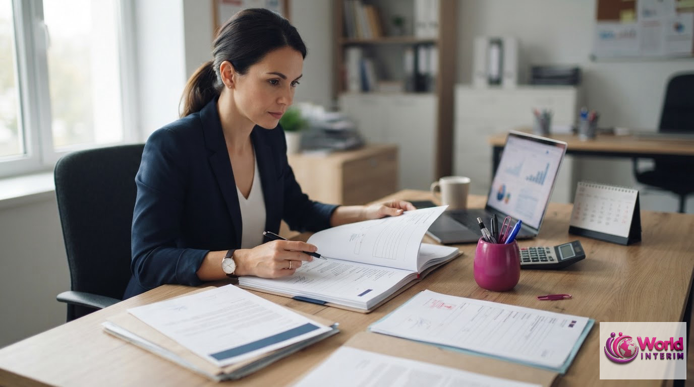 Un bureau avec des documents administratifs pour la gestion du personnel intérimaire.