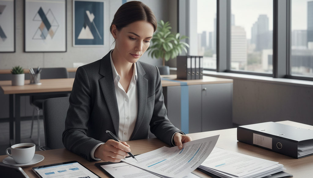 formalités travail détache employeur - Chef du personnel examinant des documents de travail détaché.