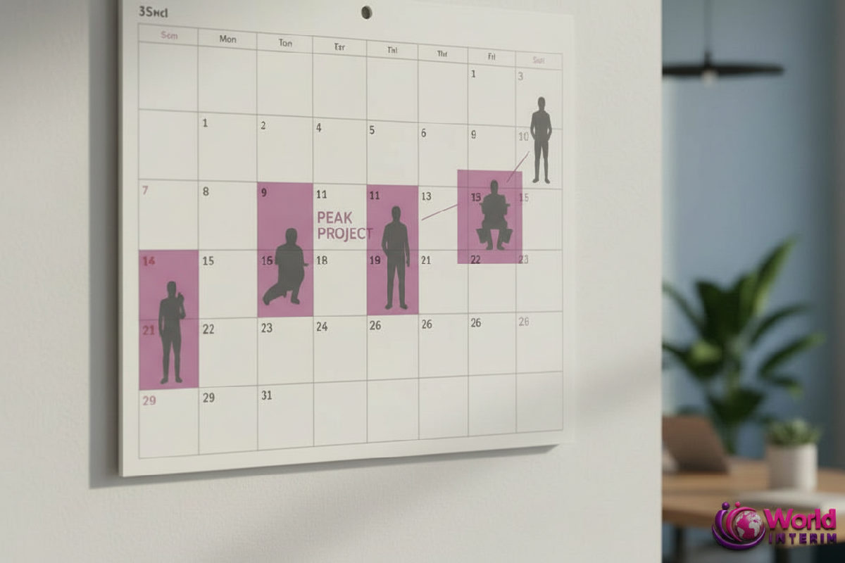 Calendrier illustrant la flexibilité du personnel pour les pics de projet.
