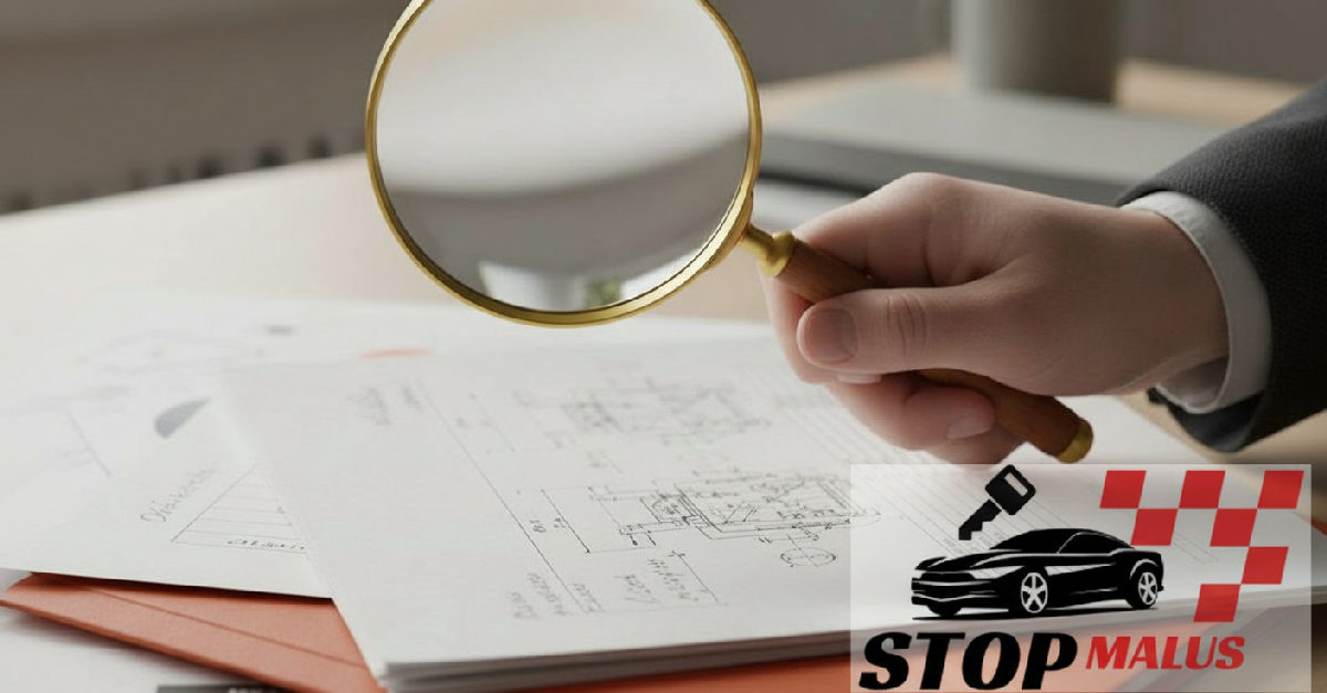 Loupe examinant documents techniques et dossier moteur.