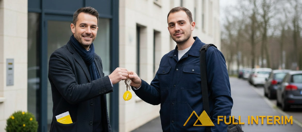Remise de clés d'un logement aux normes à un ouvrier roumain.