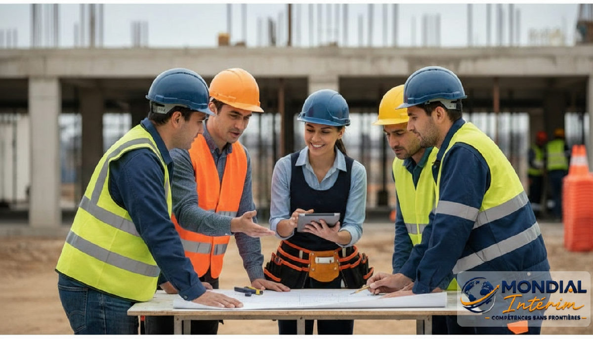 Équipe franco-roumaine collaborant sur un chantier, exemple d'intégration réussie.
