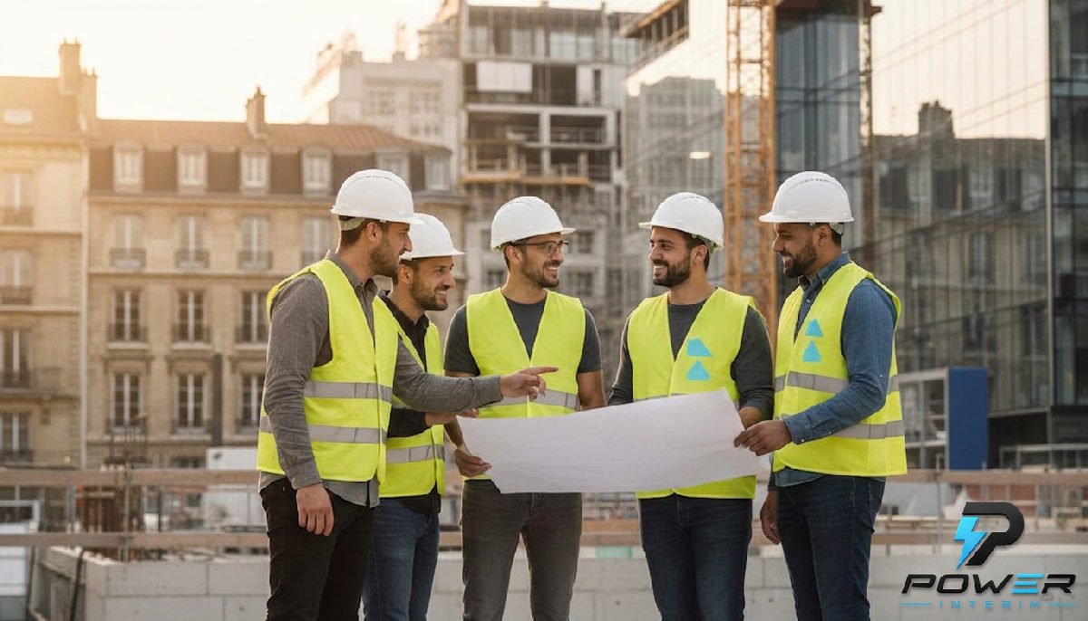 Chantier en France avec une équipe d'ouvriers roumains.