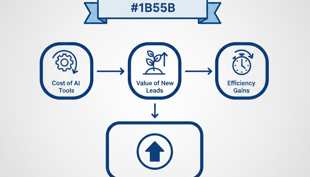 Flowchart showing calculation of AI content marketing ROI.