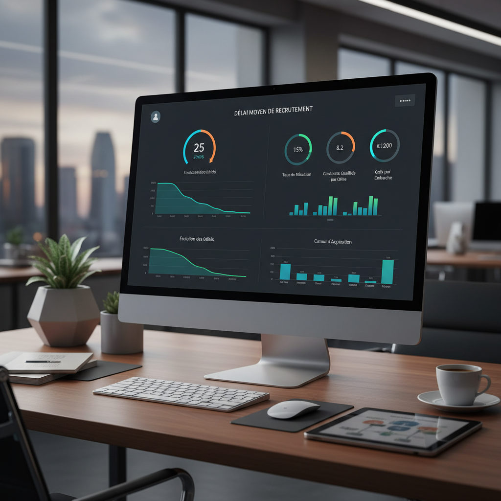 réduire délais recrutement – Tableau de bord RH avec indicateurs de performance sur les délais de recrutement