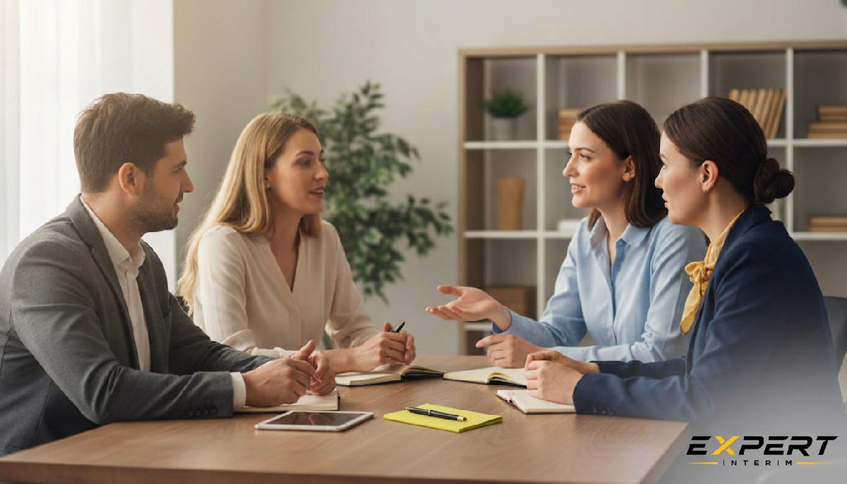 Synergie entre direction interne et expertise RH externe en réunion.