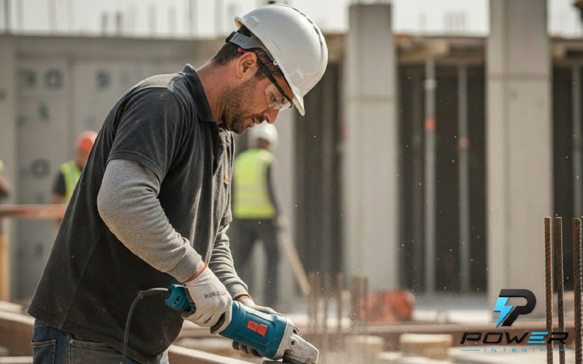 Ouvrier roumain qualifié sur un chantier de construction en France.
