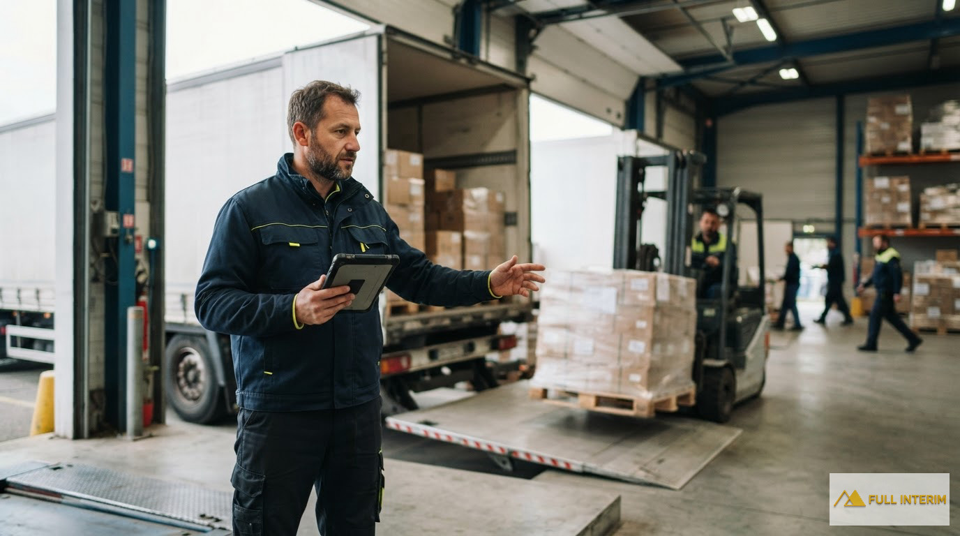 Un chef de quai roumain supervisant le chargement d'un camion logistique.
