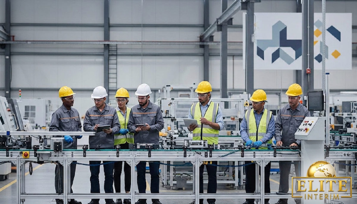 avantages travailleurs détachés industrie - Usine moderne avec ouvriers collaborant sur une chaîne de production.