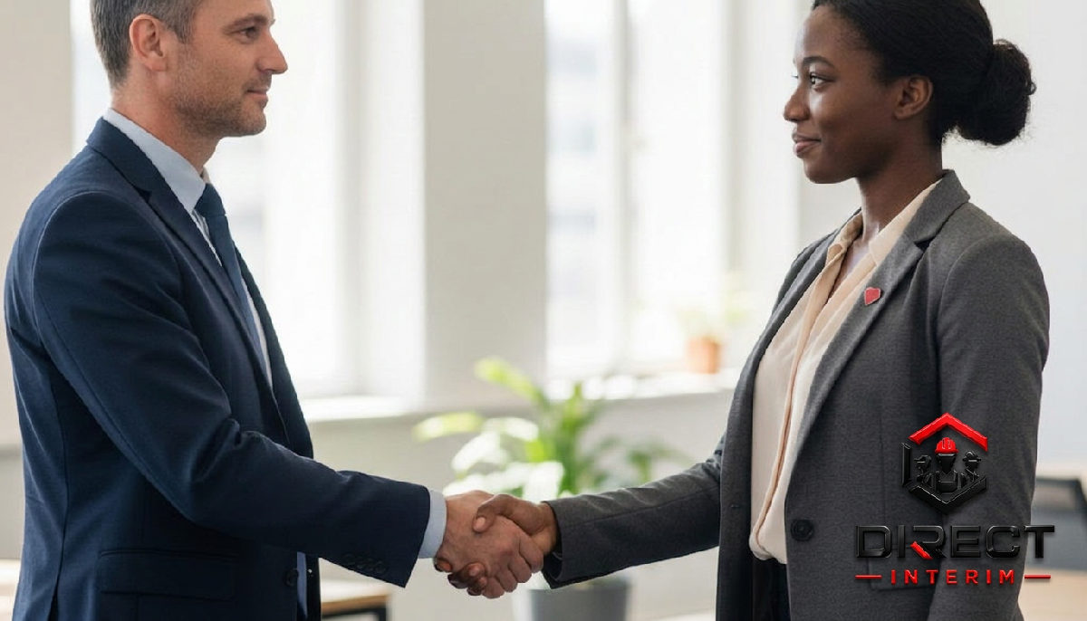 Poignée de main entre un manager et un responsable de recrutement.