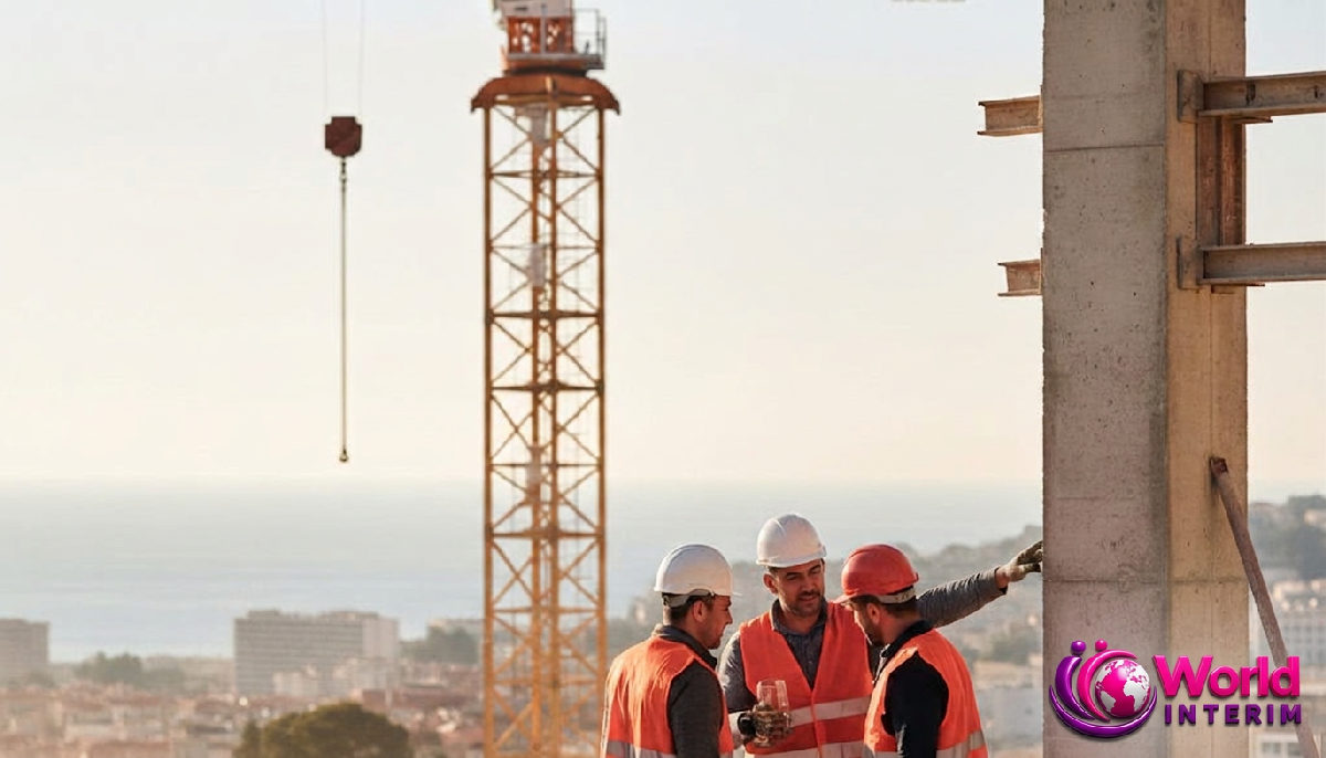 Fête Nationale travailleurs roumains détachés Nice - Des ouvriers roumains travaillant sur un chantier à Nice.