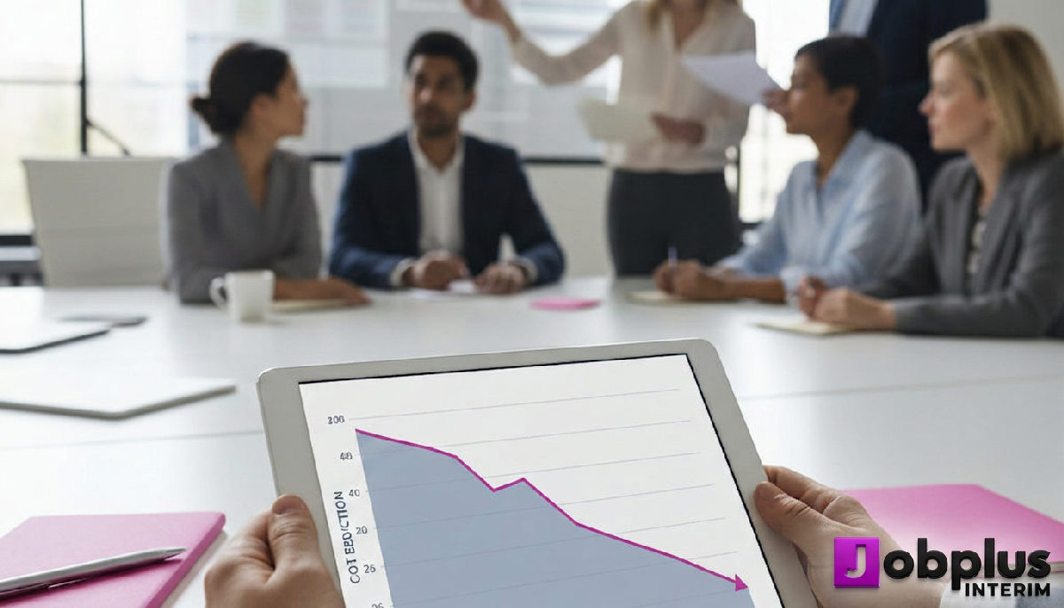 Graphique financier montrant la réduction des coûts après optimisation.