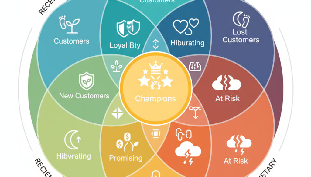 email marketing abonați fideli – Diagrama segmentării RFM pentru clienți fideli.