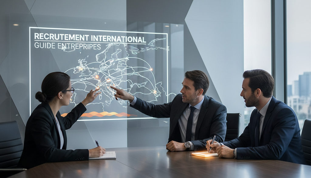 recrutement international guide entreprises - Réunion sur le recrutement international avec carte de l'Europe.