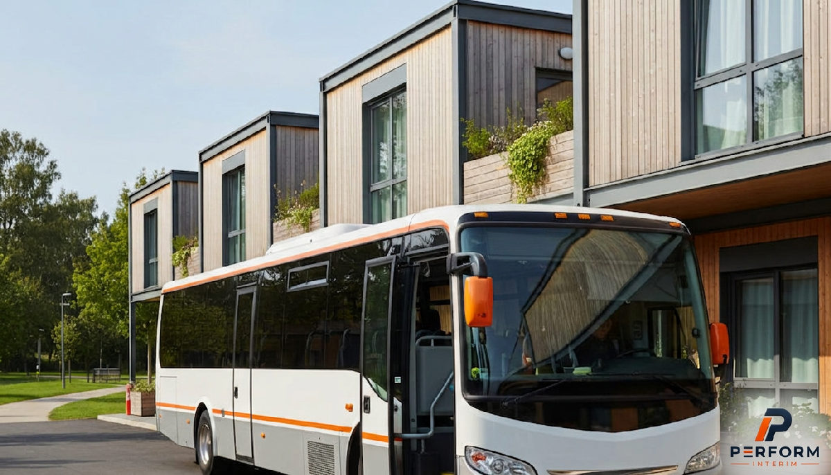 Logement confortable et navette moderne pour les travailleurs.