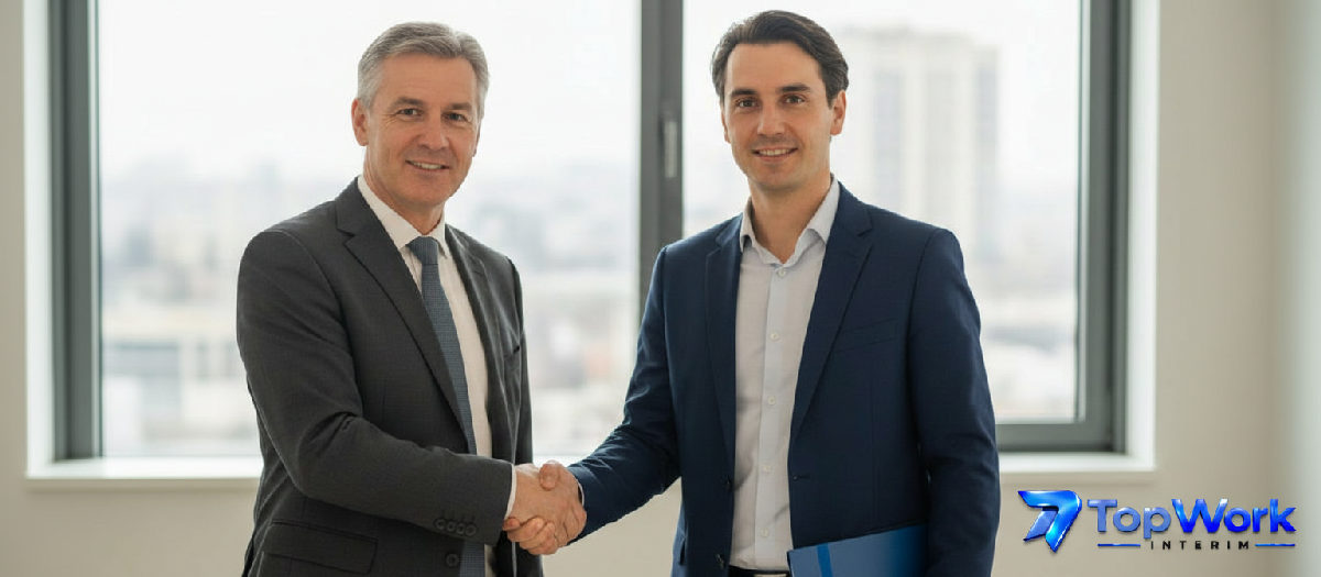 Partenariat et confiance : poignée de main entre consultant et gestionnaire.