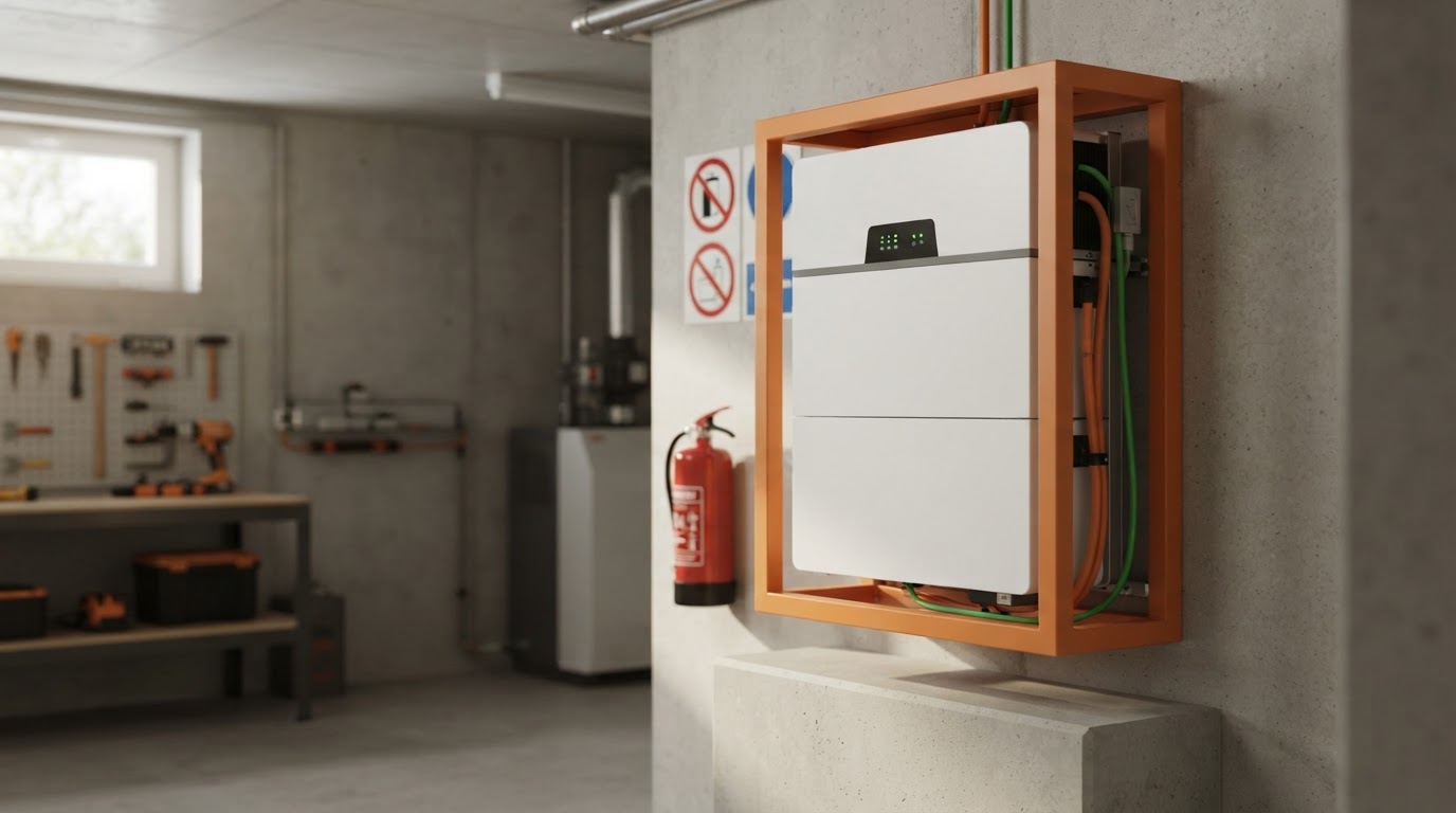 Bezpečné domácí úložiště energie v interiéru při ideální provozní teplotě.