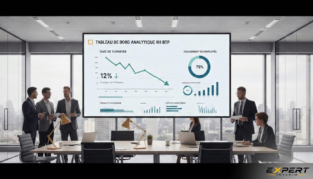 Tableau de bord RH BTP : baisse du turnover grâce à la fidélisation.