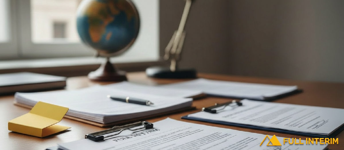 Documents juridiques et formulaires soigneusement organisés sur un bureau.