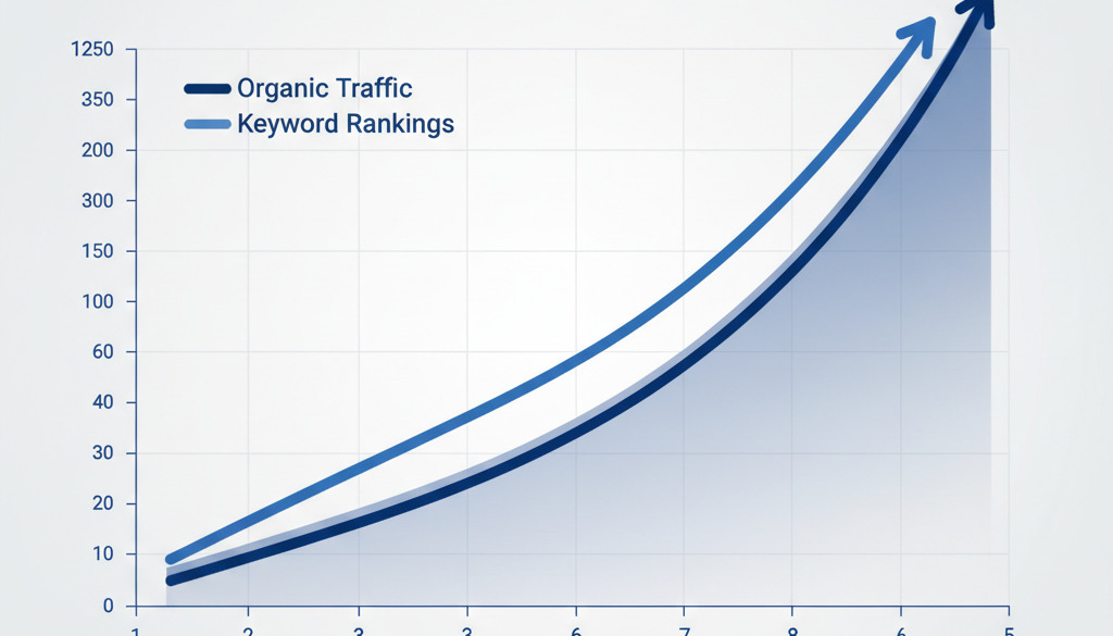 Website traffic and rankings increasing after blog automation.