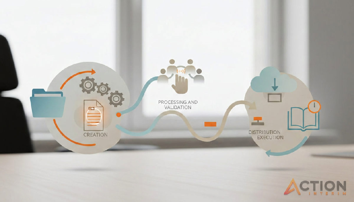 Infographie sur le cycle de vie d'un document de détachement.
