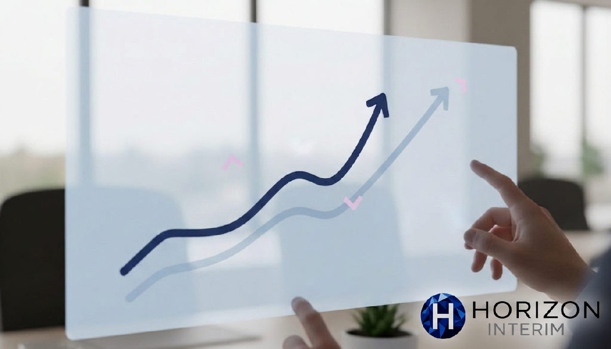 Tableau de bord affichant une productivité accrue et une RH optimisée.