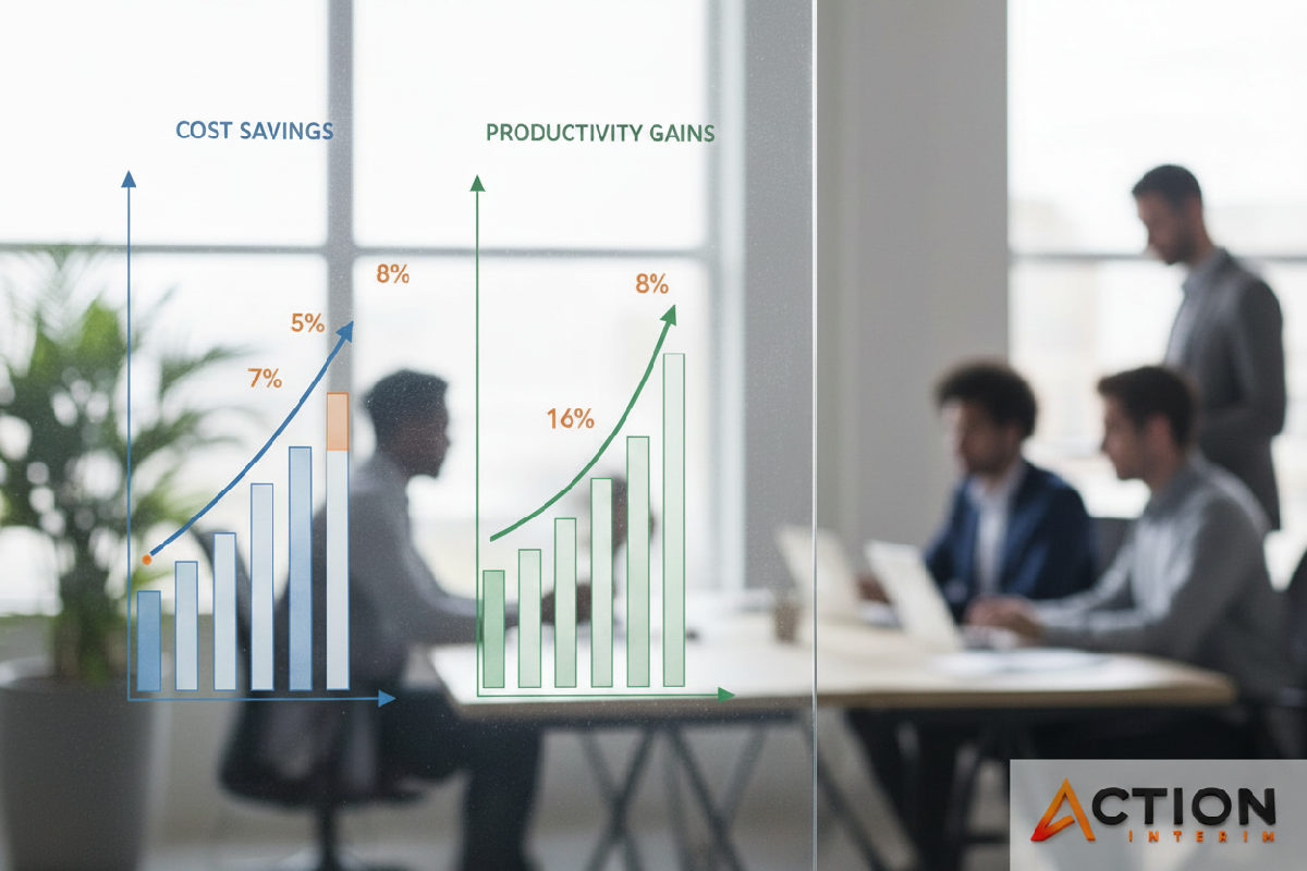 Graphique montrant les économies et gains de productivité.