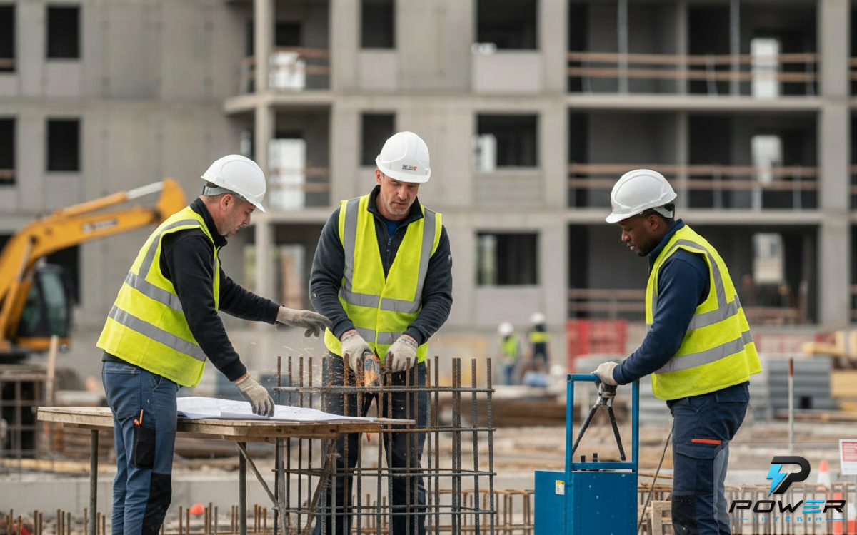 Ouvriers roumains qualifiés sur un chantier en France.