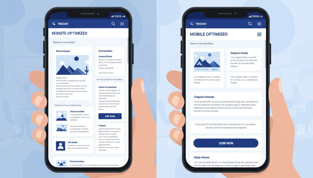 Mobile optimization comparison: poor (left) vs. excellent (right).