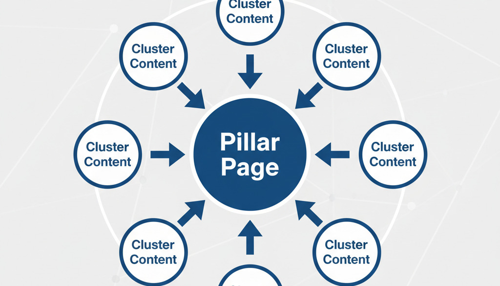 Diagram of the pillar and cluster content strategy model.