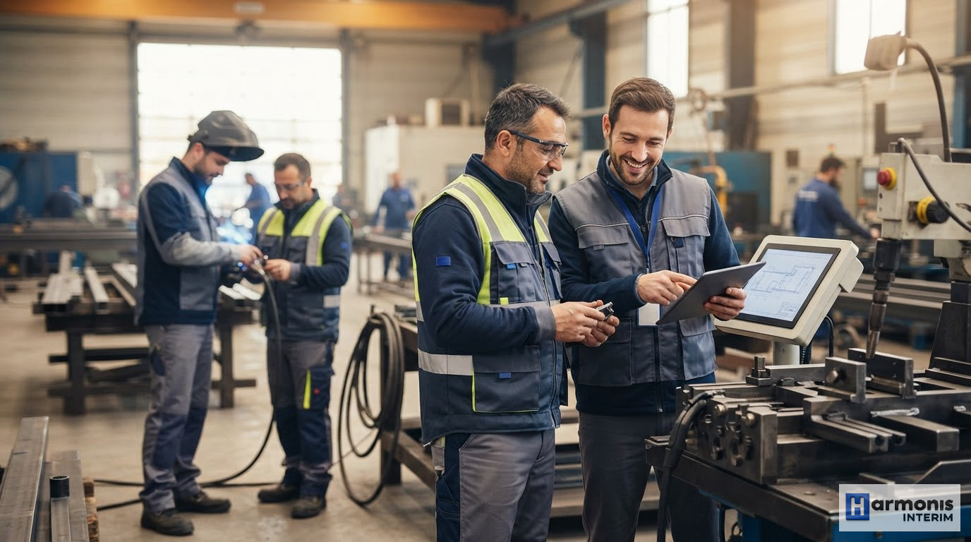 Une équipe internationale collabore efficacement sur un site industriel.