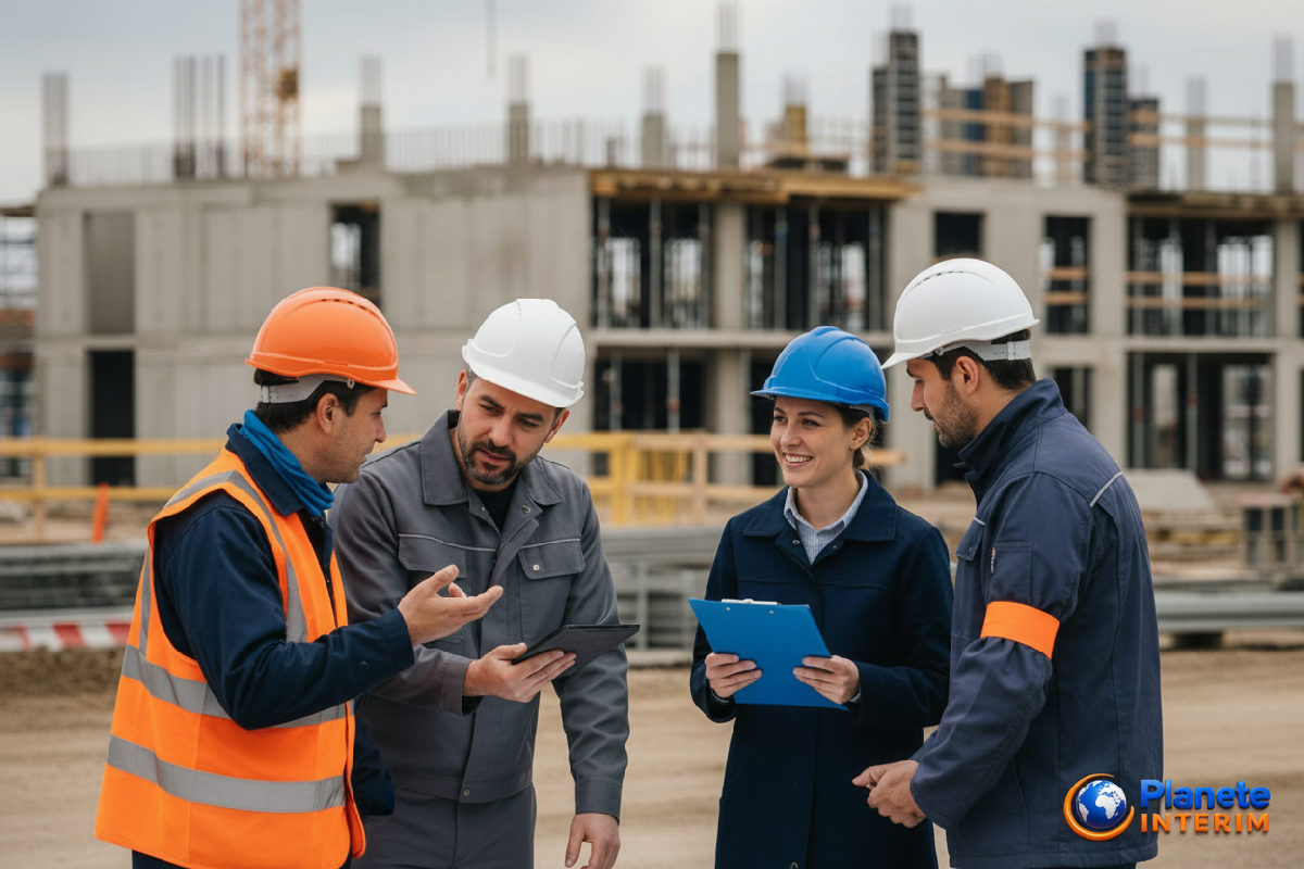 agence roumaine recrutement personnel France - Bâtisseurs roumains qualifiés sur un chantier en France.
