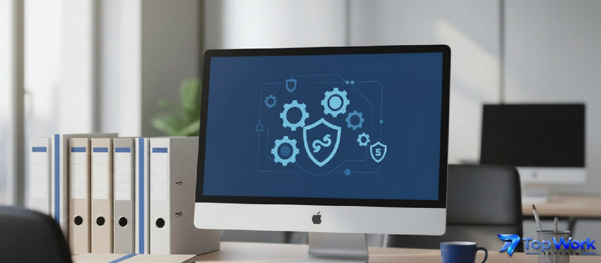 Bureau RH moderne avec dossiers et logos de conformité européenne.