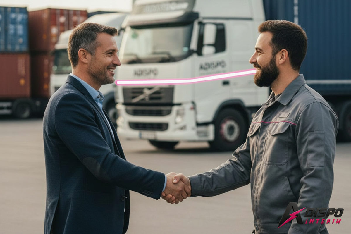 Accueil chaleureux entre un responsable français et un conducteur roumain.