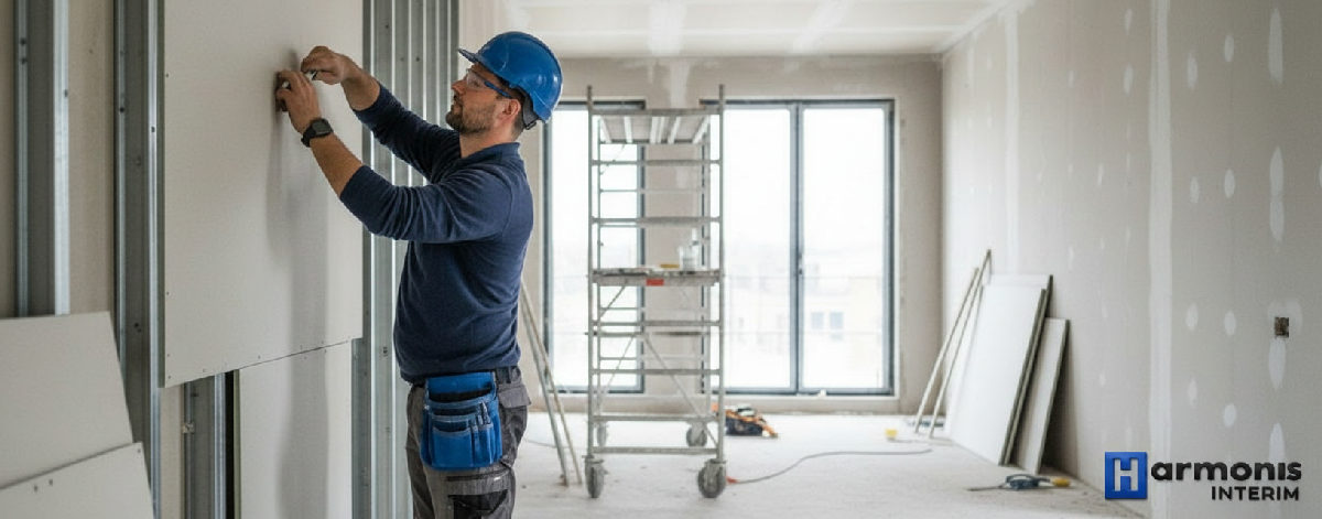 démarches pour détacher un plaquiste roumain - Plaquiste roumain au travail sur un chantier français.