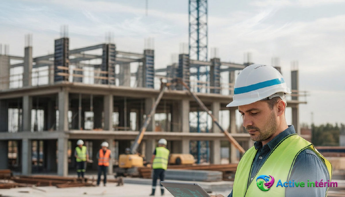 Chantier moderne : ouvriers roumains qualifiés au travail.