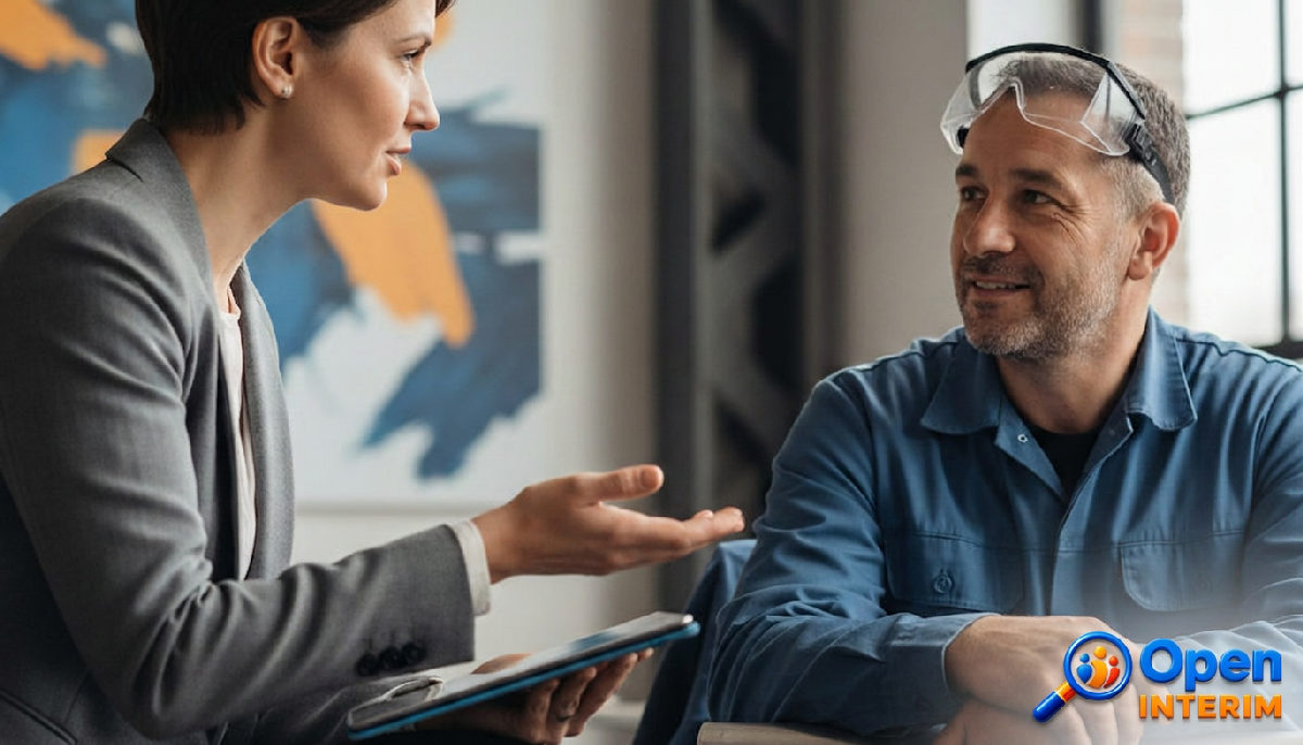 Spécialiste en recrutement interviewant un soudeur roumain.