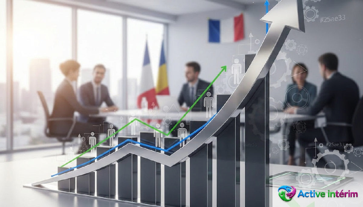 Graphique de croissance de productivité grâce à l'intérim.