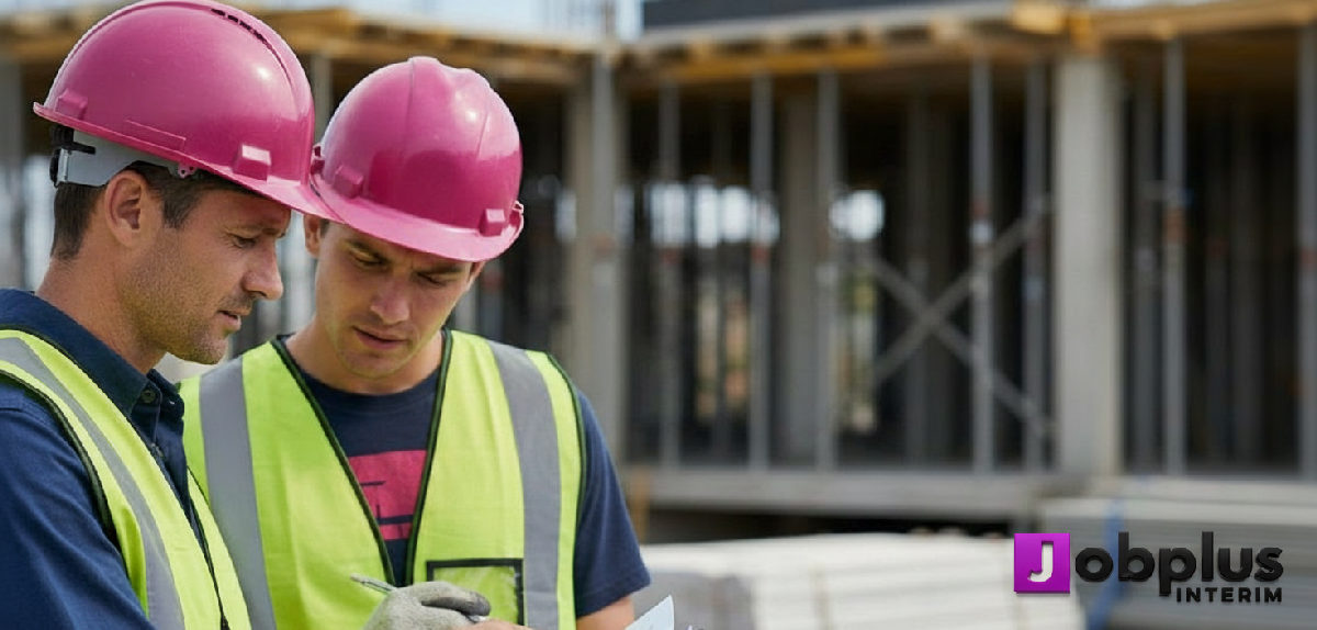 Contrôle de conformité sur un chantier du BTP avec documents.