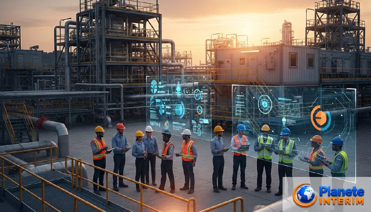 Site industriel : collaboration et gestion d'équipes internationales réussies.