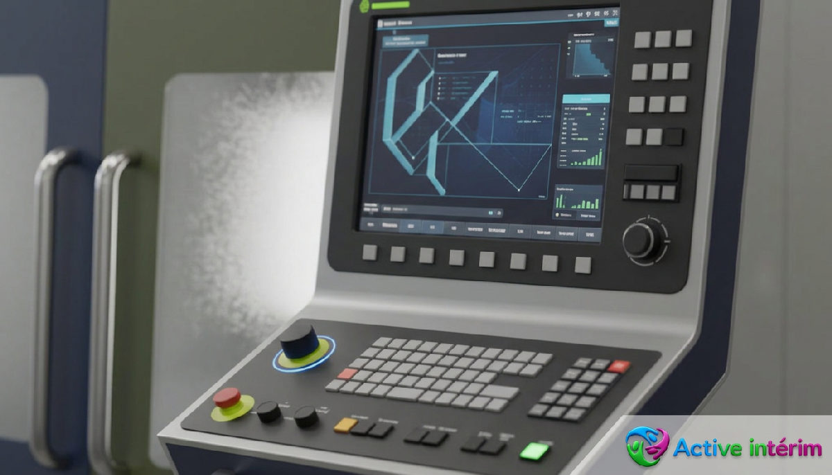 Tableau de bord d'une machine CNC de haute technologie.