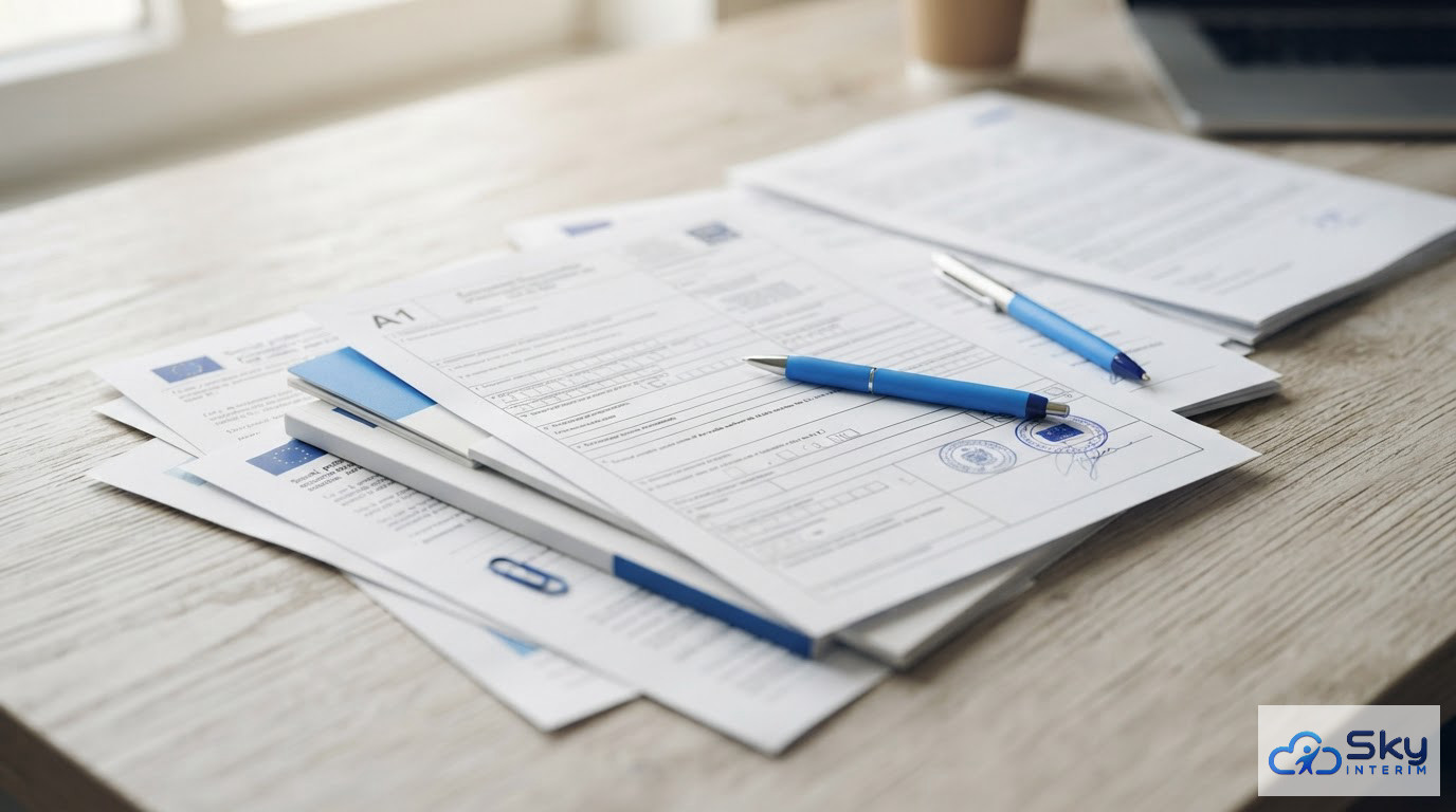 Documents administratifs et formulaire A1 pour la protection sociale européenne.