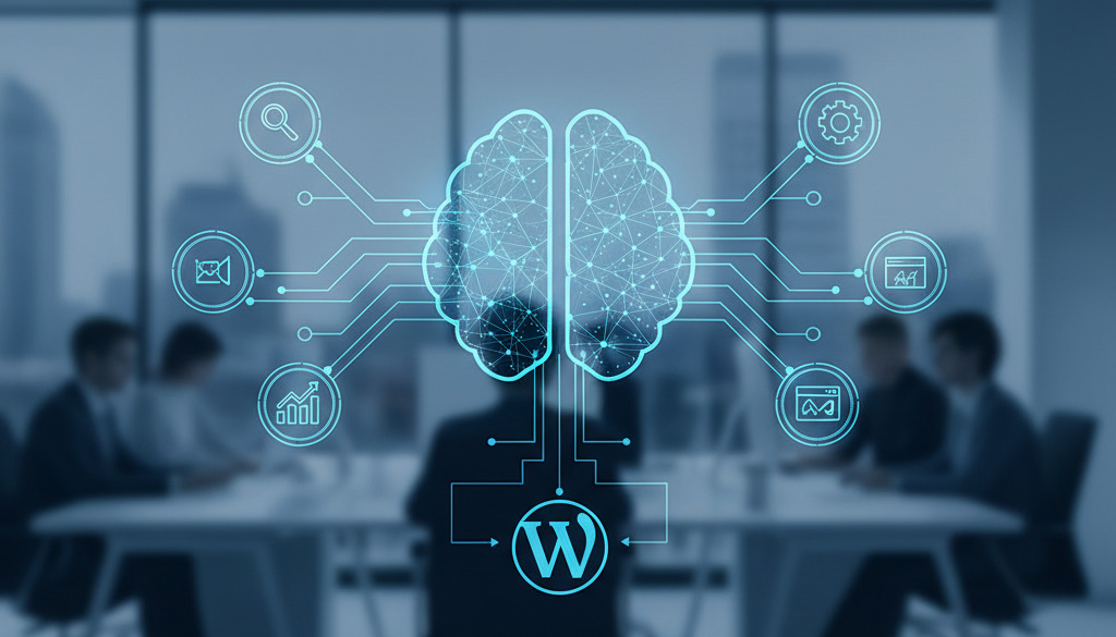Abstract depiction of AI technology powering SEO strategies.