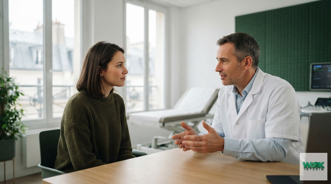 Un médecin consultant un patient dans un cabinet médical parisien.