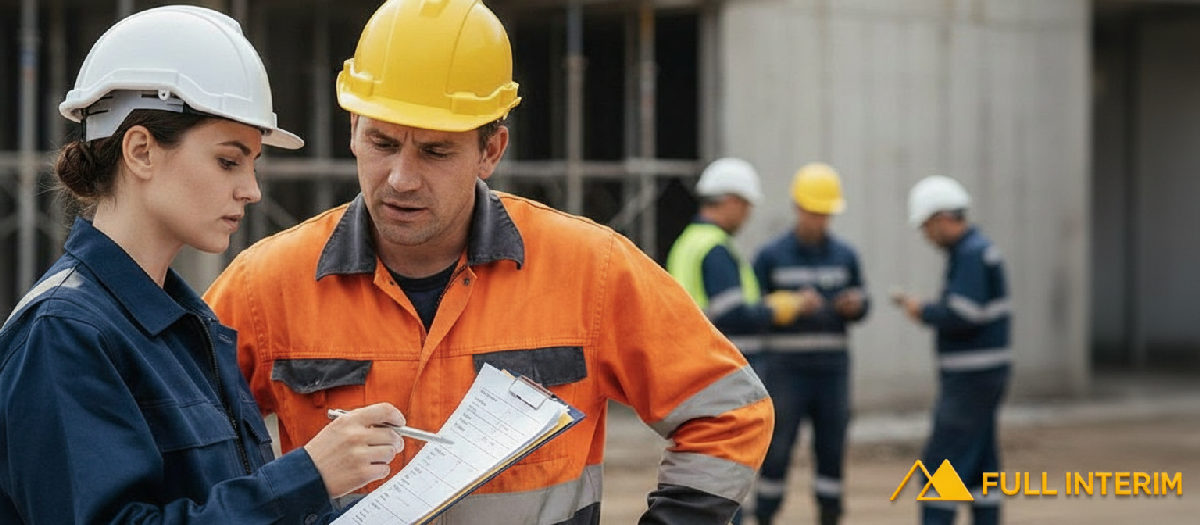conformité sociale travailleurs détachés roumains - Inspecteur du travail contrôlant la conformité sur un chantier.
