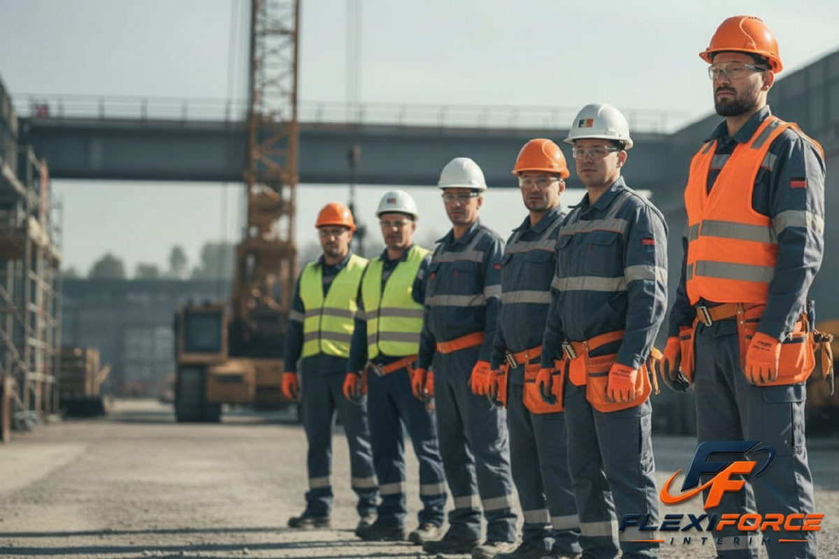 Ouvriers roumains qualifiés en équipement de sécurité sur un site industriel belge.