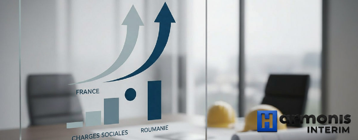 Graphique comparant les charges sociales France/Roumanie dans le bâtiment.
