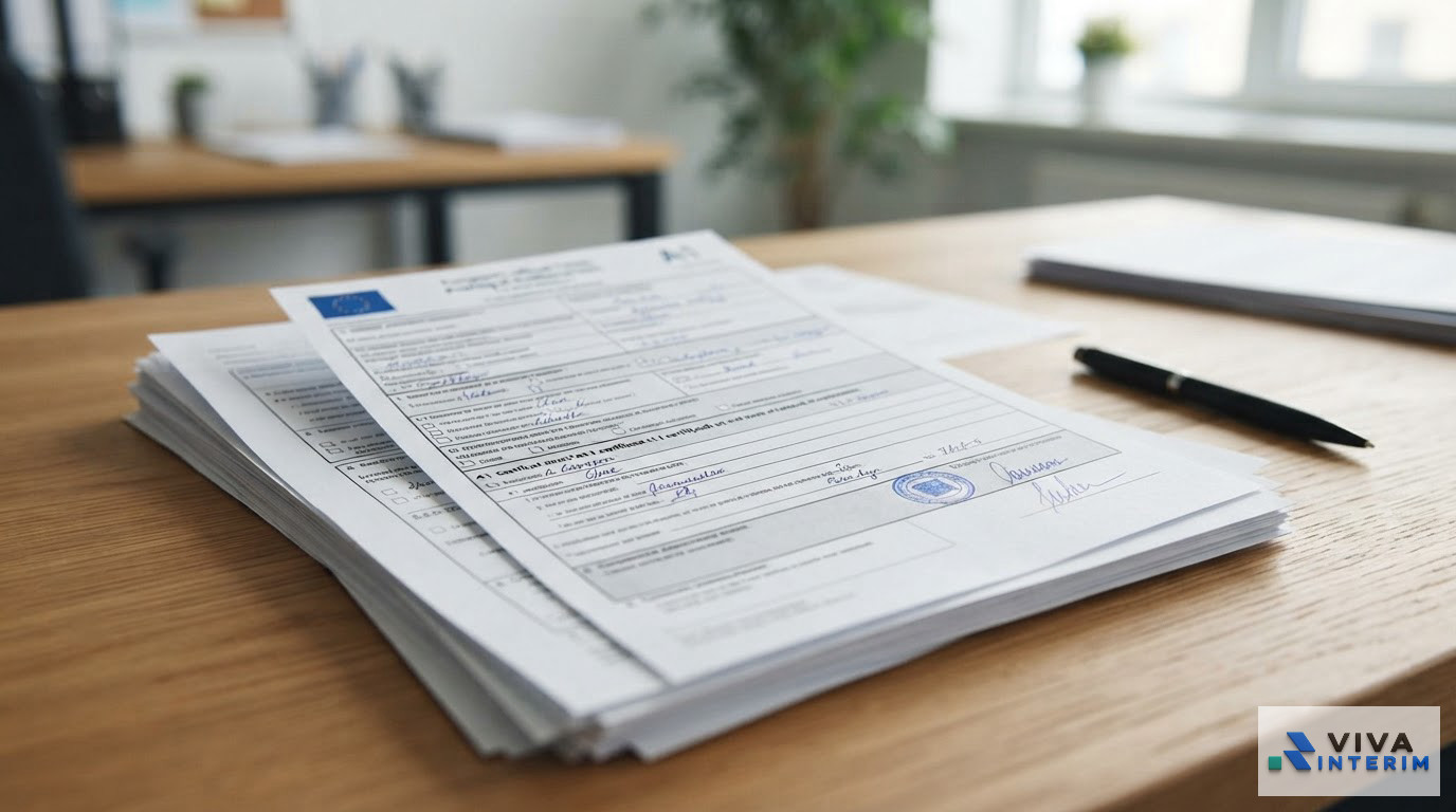Des formulaires de détachement officiel posés sur un bureau.