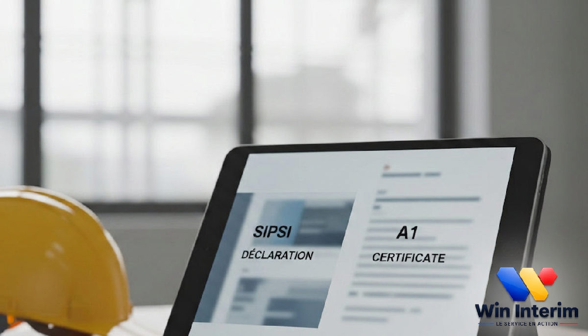 Document SIPSI et certificat A1 sur une tablette, sécurité administrative.